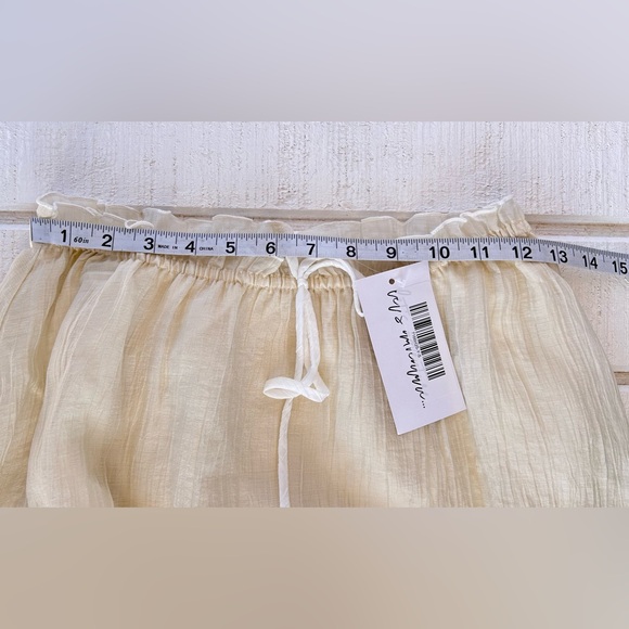 12th Tribe Women’s 2 Pc Crop Top Maxi Skirt Set Gauzy Cream Bows Size Small - Picture 13 of 14
